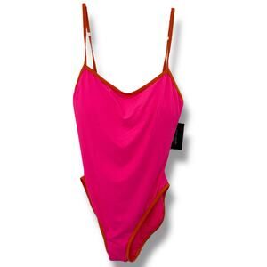 NEW Kate Spade One Piece Swimsuit Size Medium Pink Orange Preppy Beach Swim NWT